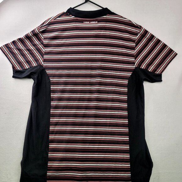 Under Armour Mens XL Striped Polo Shirt Black Red Performance Golf Apparel - Picture 7 of 9